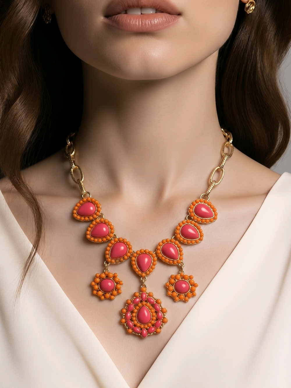 Charming Charlie vibrant orange necklace